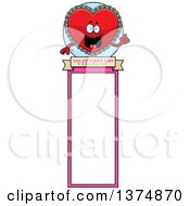 Happy Red Doily Valentine Heart Mascot Bookmark