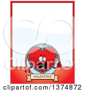 Clipart Of A Happy Red Doily Valentine Heart Mascot Page Border Royalty Free Vector Illustration