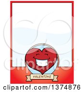 Clipart Of A Happy Valentine Heart Character Page Border Royalty Free Vector Illustration