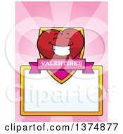 Clipart Of A Happy Valentine Heart Character Page Border Royalty Free Vector Illustration