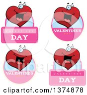 Poster, Art Print Of Badges Of A Happy Valentines Day Heart Character