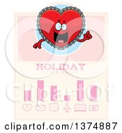 Poster, Art Print Of Happy Red Doily Valentine Heart Mascot Schedule Design