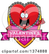 Poster, Art Print Of Happy Red Doily Valentine Heart Mascot Shield