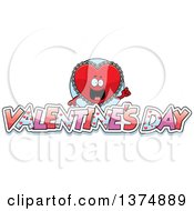 Happy Red Doily Valentine Heart Mascot With Text