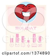 Clipart Of A Happy Valentine Heart Character Schedule Design Royalty Free Vector Illustration