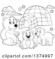Poster, Art Print Of Black And White Polar Bears By An Igloo
