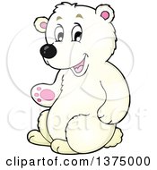 Poster, Art Print Of Happy Polar Bear Sitting Upright And Presenting