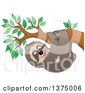Happy Sloth Hanging From A Branch