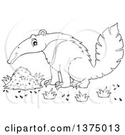 Poster, Art Print Of Black And White Happy Anteater By A Nest