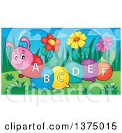 Poster, Art Print Of Happy Colorful Caterpillar With Letters On Its Body