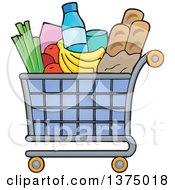 Poster, Art Print Of Shopping Cart Full Of Groceries