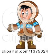 Happy Inuit Eskimo Boy Presenting