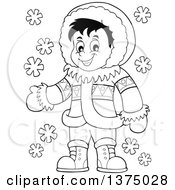 Black And White Happy Inuit Eskimo Boy Presenting