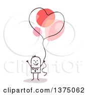 Poster, Art Print Of Stick Business Man Holding A Heart Balloon