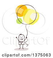 Poster, Art Print Of Stick Business Man Holding A Balloon