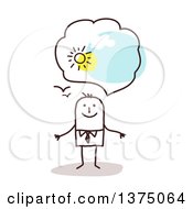Poster, Art Print Of Stick Business Man With Positive Optimistic Thoughts