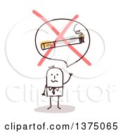 Poster, Art Print Of Stick Business Man Trying To Quit Smoking