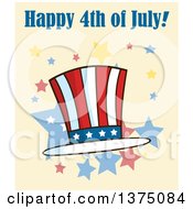 Poster, Art Print Of Patriotic American Top Hat With Happy 4th Of July Text On Yellow