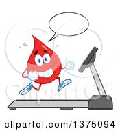 Poster, Art Print Of Happy Blood Or Hot Water Drop Talking And Running On A Treadmill
