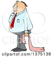 Cartoon Clipart Of A Caucasian Businessman Sucking His Thumb And Holding A Blanket Royalty Free Vector Illustration