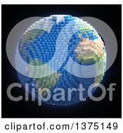 Clipart Of A 3d Planet Earth Made Of Voxel Cubes On Black Royalty Free Illustration