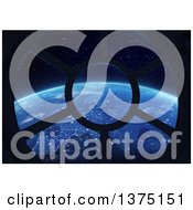 Clipart Of A 3d Space Station Window With A Veiw Of Earth Royalty Free Illustration by Mopic
