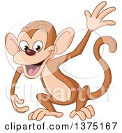 Poster, Art Print Of Happy Waving Monkey