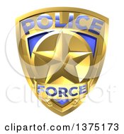 Poster, Art Print Of 3d Gold Plice Force Badge With A Star