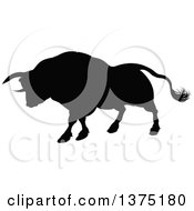 Poster, Art Print Of Black Silhouetted Bull Charging