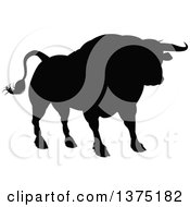 Clipart Of A Black Silhouetted Bull Royalty Free Vector Illustration