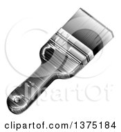 Clipart Of A Black And White Woodcut Or Engraved Paintbrush Royalty Free Vector Illustration