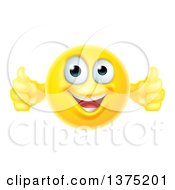 Poster, Art Print Of Yellow Smiley Emoji Emoticon Giving Two Thumbs Up