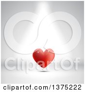 Poster, Art Print Of 3d Floating Red Valentine Love Heart In The Spot Light Over Gray