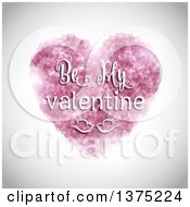 Poster, Art Print Of Be My Valentine Greeting With Doves Over Hearts On Gray