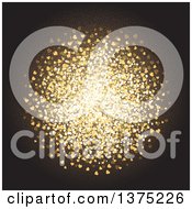 Poster, Art Print Of Circle Made Of Golden Sparkly Hearts On Black