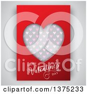 Clipart Of A Happy Valentines Day Greeting On A Red Frame Around A Heart Over Gray Royalty Free Vector Illustration
