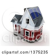 Poster, Art Print Of 3d House With Solar Panels On The Roof On A White Background