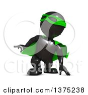 Poster, Art Print Of 3d Black Man Super Hero In A Green Cape On A White Background