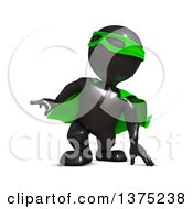 Clipart Of A 3d Black Man Super Hero In A Green Cape On A White Background Royalty Free Illustration