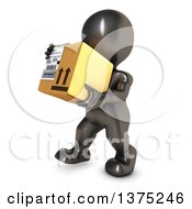 Poster, Art Print Of 3d Black Man Carrying A Box On A White Background