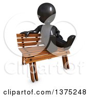 Poster, Art Print Of 3d Black Man Sitting On A Bench On A White Background