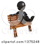 3d Black Man Sitting On A Bench On A White Background