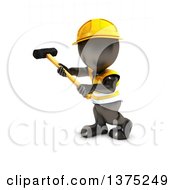 Clipart Of A 3d Black Man Construction Worker Swinging A Sledgehammer On A White Background Royalty Free Illustration