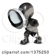 Poster, Art Print Of 3d Black Man Searching With A Magnifying Glass On A White Background