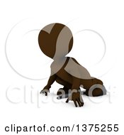 Clipart Of A 3d Brown Man Runner On Starting Blocks On A White Background Royalty Free Illustration