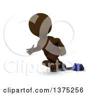 Clipart Of A 3d Brown Man Sprinter Taking Off On Starting Blocks On A White Background Royalty Free Illustration