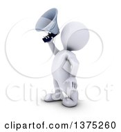 Poster, Art Print Of 3d White Man Announcing With A Megaphone On A White Background