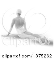 Poster, Art Print Of 3d Grayscale Anatomical Man Stretching On The Floor In A Yoga Pose On White