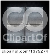 Clipart Of A Background Of Metal Plate Plaques On Perforations Royalty Free Illustration