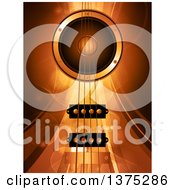 Poster, Art Print Of Background Of 3d Air Bass Guitar Strings And A Music Speaker Over Gold Mesh Waves Lines And Flares